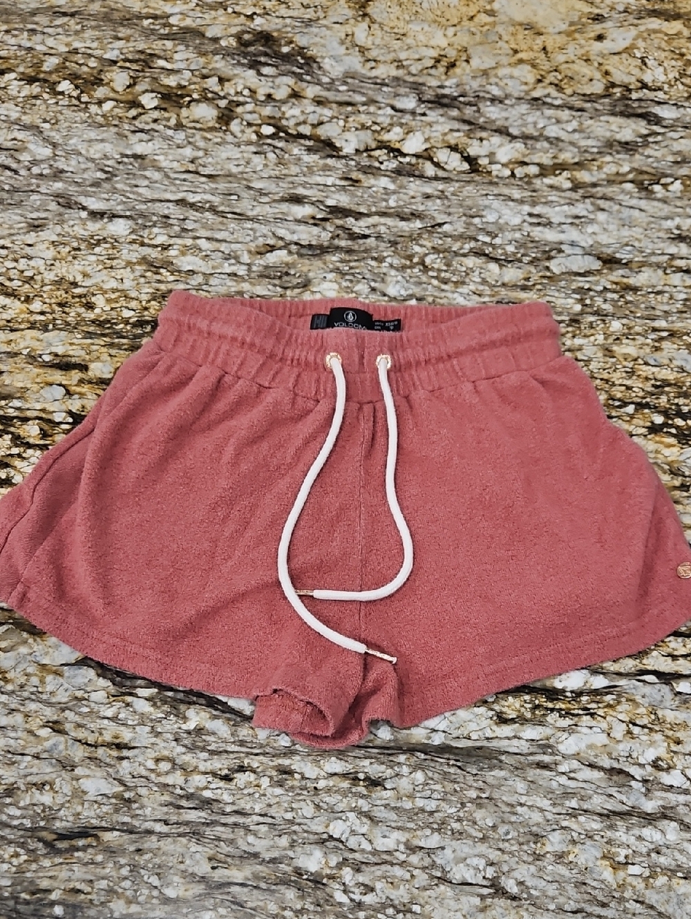 Volcom Women's Rose Terry Cloth Drawstring Athletic Shorts. Size XS